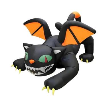 Imagem de Decoração de Halloween: Gato Preto Fantasma Inflável de 1,8m com Luzes