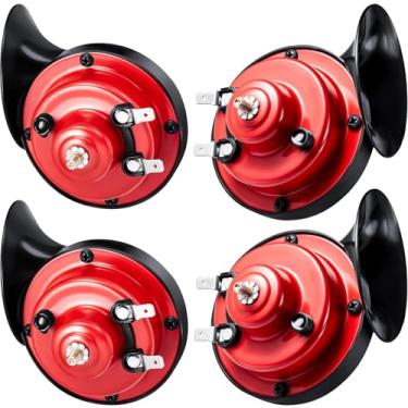 Imagem de Buzina de trem alto 300DB de 4 peças para chifres elétricos de caracol de 12 V, chifres de tom alto e baixo, à prova d'água, chifre de ar alto, caracol elétrico com suportes e parafusos para carro, motocicleta