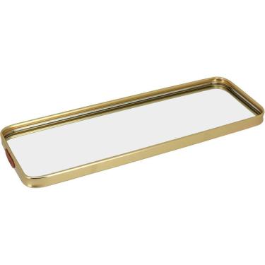 Imagem de BANDEJA DECORATIVA PARA SERVIR ESPELHADO METAL 35x12cm DOURADO