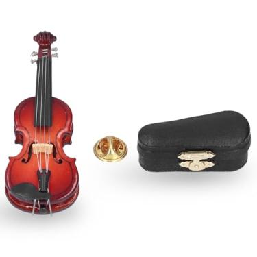 Imagem de Natudeco Broche de violino modelo de instrumento musical broche de lapela feminino broches sem farpas ornamento de artesanato requintado acessórios de vestido para decoração de presente