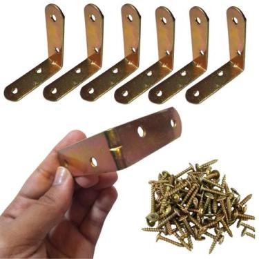 Imagem de Kit 50 Peças Cantoneira L Reforço Moveis 50x50 Parafusos 200 - STORE S