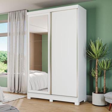 Imagem de Guarda-Roupa Solteiro Cb01 2 Portas 2 Gavetas com Espelho Branco - Kap