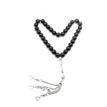 Imagem de Pulseira Tasbih de 10 mm, pedra de ágata, rosário islâmico, islâmico, islamismo, Misbaha, lua, estrela, Tasbeeh Sibha, 33 contas de oração, pulseiras de mão, Medium, Pedra, Ágata