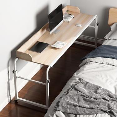 Imagem de Mesa sobreposta com rodas e altura ajustável, mesa de computador para laptop, estudo, hospital, médico, adequada para quarto/estudo/sala de estar, fácil de mover a mesa