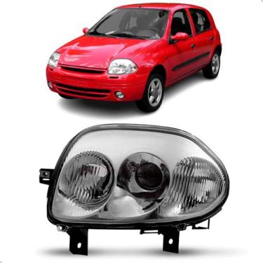 Imagem de Farol Elétrico Clio 1999 A 2002 Foco Duplo Cromado Sem Motor - DEPO, E