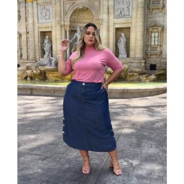 Imagem de Saia La Belle Tencel Longa Botões Laterais