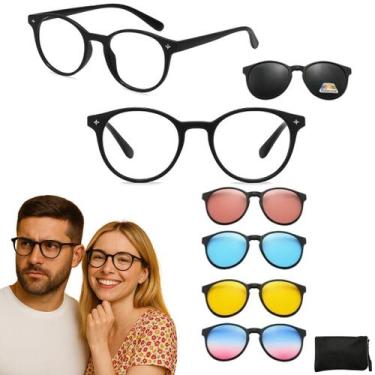 Imagem de Armação De Óculos Sem Grau Feminina Clip On 6 Em 1 Uv 400 - Mike Shop