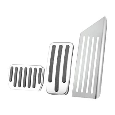 Imagem de X AUTOHAUX Kit de pedais de borracha de aço inoxidável acelerador de freio capa de pedal de descanso de pé esquerdo almofada antiderrapante para acessórios de acabamento interior automotivo Tesla