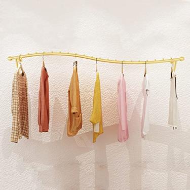 Imagem de CUTPOIY Suporte de parede dourado para roupas, suporte de exibição de prateleira de roupas de varejo, loja de roupas boutique, cabideiro, armazenamento de roupas, suporte de pendurar (250 cm)