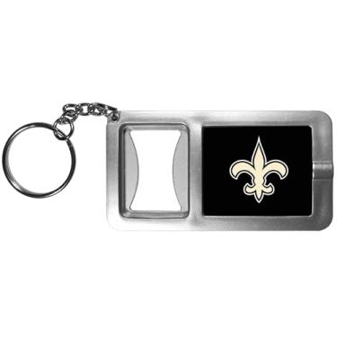 Imagem de Chaveiro com lanterna NFL Siskiyou Sports Fan Shop New Orleans Saints com abridor de garrafa, tamanho único, preto