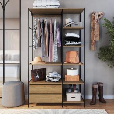 Imagem de Guarda-Roupa Closet Industrial com 2 Gavetas P1025 Mel