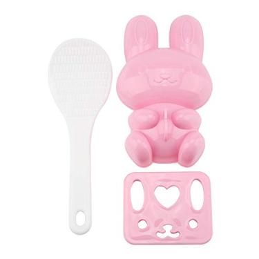 Imagem de 3pcs alimentos pp desenhos animados Rabbits Sushi Rice Mold, DIY Onigiri Rice Bolas Ferramenta para Crianças e Adultos (Rosy)