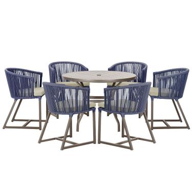 Imagem de Mesa com 6 Cadeiras de Jantar Roma 120cm e Noronha em Alumínio