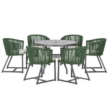 Imagem de Mesa com 6 Cadeiras de Jantar Roma 120cm e Noronha em Alumínio