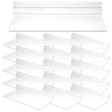 Imagem de mekueeex Pacote com 16 prateleiras de slatwall de 11 x 25 cm, acessórios para pendurar, prateleiras de plástico transparentes para parede, lojas de sapatos domésticos, boutiques, suprimentos