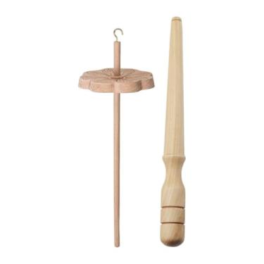 Imagem de Nishiyuenyi Roda de fio com fuso de queda e bastão enrolador, suprimentos para artesanato, madeira esculpida à mão para feltragem, Sem Tiras de Lã