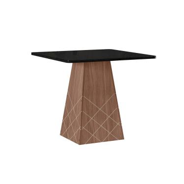 Imagem de Mesa para Sala de Jantar Líbia Quadrada com Tampo de Vidro 90x90 Amêndoa Estilo Moderno...