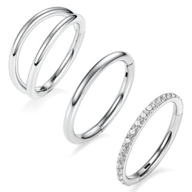 Imagem de AROWRO Piercing de concha, joia de septo, anel de nariz, argola 20G, 18G, 16G, 14G, 12G, 10G, 316L, anel de segmento articulado, argola hélice daith torre tragus cartilagem piercing joia, Metal, Sem