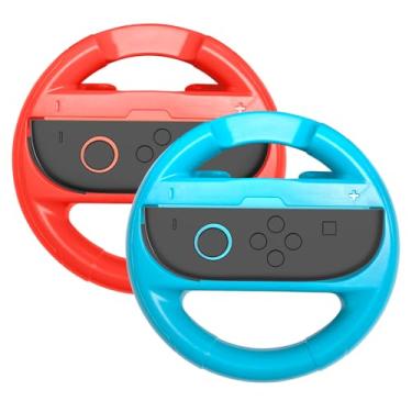 Imagem de Rechale Steering Wheels for Nintendo Switch 2 & OLED & 1 Console JoyCons, Racing Wheels for Mario Kart 8 & World, 2Packs Attachment Family Use Accessories Compatible with Switch JoyCons Controllers