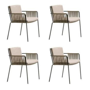 Imagem de Conjunto 4 Cadeiras Área Externa Corda Náutica Gisele - VerdeCor