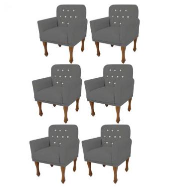 Imagem de Kit 06 Poltrona Cadeira Decorativa  Mona com Strass Sala de Estar Rece