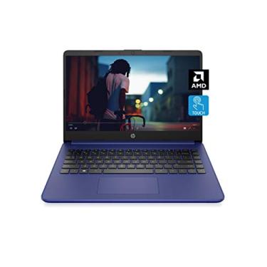 Imagem de Notebook HP 14, AMD 3020e, 4 GB de RAM, 64 GB eMMC Armazenamento, tela sensível ao toque de 14 polegadas HD com bisel micro Edge, Windows 10 Home in S Mode, bateria de longa duração, Microsoft 365, (14-fq0040nr, 2020, azul índigo)