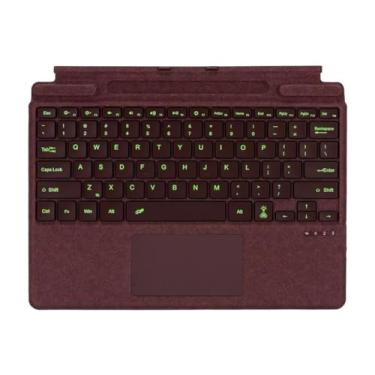 Imagem de Zoof Capa tipo para Microsoft Surface Pro 11 / Pro 10 / Pro 9 / Pro 8 / Pro X, 33.0 cm, teclado Bluetooth fino portátil com touchpad, suporte de caneta (vinho com retroiluminado)