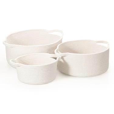 Imagem de CLHMILY&Z Cesta pequena de tecido com sacos de presente e fitas cestas duráveis para presentes de dia das mães, cesta de corda pequena vazia para armazenamento