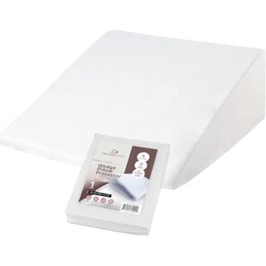 Imagem de CirclesHome Capa de almofada de cunha 100% algodão, protetor de almofada de cunha com zíper, macio, hipoalergênico e respirável - branco, (25Lx26Lx7,5)