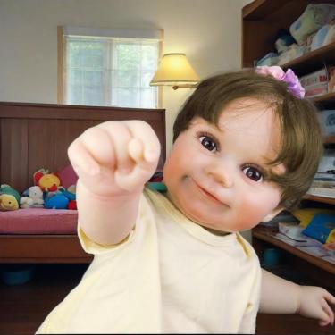 Imagem de WKMRH bebe reborn menina,Boneca menina olhos grandes,Pintura Feche os olhos Macio Lavável boneca reborn Vinil Corpo Inteiro Silicone