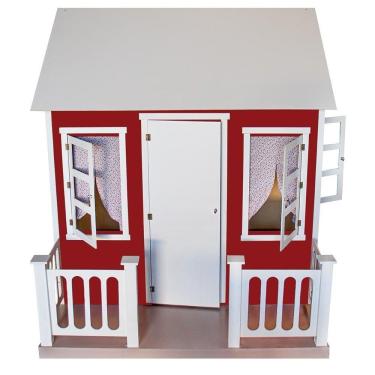 Imagem de Casinha De Brinquedo Com Cercado E Cortinas Vermelho/branco