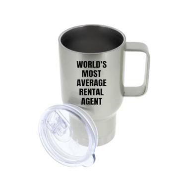 Imagem de Caneca de viagem para agente de aluguel – Caneca de café com copos isolados – Agente de aluguel mais médio do mundo – Presentes para agentes de aluguel