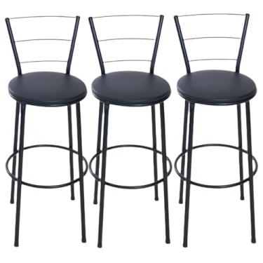 Imagem de 3 BANQUETAS ALTA 3 ARAME -Adequado para decorar o quarto e sala de estar.(PRETO)
