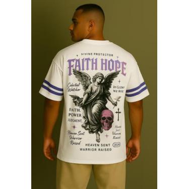 Imagem de Camiseta Streetwear Oversized Masculina faith hope - swagon, G