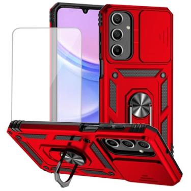 Imagem de Yodueiv Capa para Galaxy A16 5G, capa para SamsungA16 SM-A166B com protetor de tela de vidro temperado e capa de câmera deslizante, anel magnético suporte de carro capa protetora para Samsung Galaxy