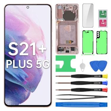 Imagem de BESJMYT Substituição de tela AMOLED para Samsung Galaxy S21+ Plus 5G com moldura Phantom Violet Display OLED Touch Digitalizador Montagem Completa Vidro Fixo com Kit de Ferramentas de Reparo SM-G996U