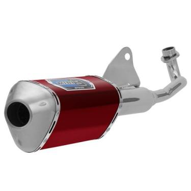 Imagem de Escapamento Pro Tork Mini 3 Pop 110 2016 À 2017 Curva Cromada, VERMELH