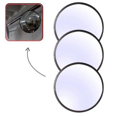 Imagem de Kit Com 3 Espelhos Convexo Segurança Retrovisor 40cm - Preto - Sem Mar