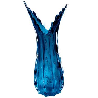 Imagem de VASO DECOR MURANO 18X13,5X41 CM AZUL SAFIRA