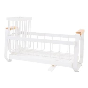 Imagem de Fockety Organizador de Caddy de Pia, Porta -esponja de Bancada de Cozinha Com Bico de Mangueira de Drenagem e Mangueira Retrátil, Organizador de Pia de Aço Carbono para Armazenamento da (WHITE)