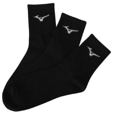 Imagem de Kit Meia Mizuno Training Basic Cano Curto 3 pares - Preta, Preto, 33/3
