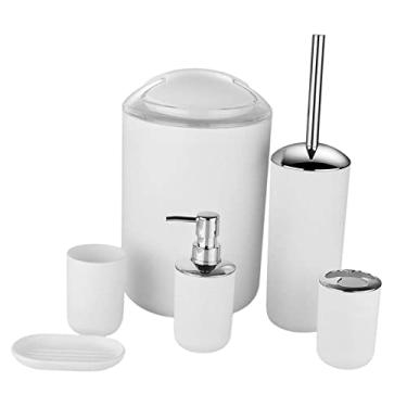 Imagem de Ｂｅｓｇａ Conjunto de Acessórios para Banheiro com 6 Peças, Conjunto de Presente de Luxo para Banheiro, Inclui Dispensador de Sabonete, Suporte para Escova de D, Branco, Tamanho real