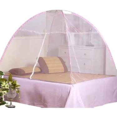 Imagem de Mosquiteiro Tenda Cama King Dobrável Pratico e portátil 1.5cm*2.0cm 1.8cmX2.0cm-Adequado para quartos e acampamentos ao ar livre(ROSA 150CM)
