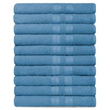 Imagem de Kit 10 Toalhas de Banho Pet Shop 100% Algodão Enxuta Caricinha (Azul Claro)