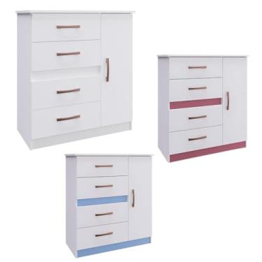 Imagem de Cômoda 3 em 1 com 4 gavetas e 1 porta Adulto ou Infantil MDP