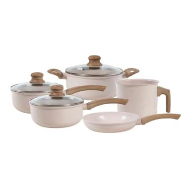 Imagem de Jogo de Panelas de Alumínio Revestimento Cerâmico com Antiaderente Ecoglide Tuut Vanilla 5 peças