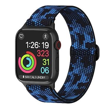 Imagem de Pulseira de nylon para Apple Watch Ultra, alça ajustável, pacote único (camuflagem digital azul, 49 mm)
