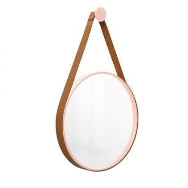 Imagem de Espelho Decorativo Adnet Rosa Alça material sintético Caramelo 60 cm R