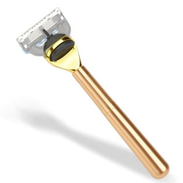 Imagem de TOCCOOL Substituição do cabo do barbeador de metal, cabo de barbear masculino, cabo de barbear compatível com Gillette Fusion 5 Proshield & Refil de lâmina Proglide (dourado)