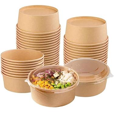 Imagem de Galashield tigelas descartáveis ​​com tampa | tigelas de papel para preparação de refeições | para levar recipientes de comida de ramen de salada com tampa (33 onças - 50 conjuntos)